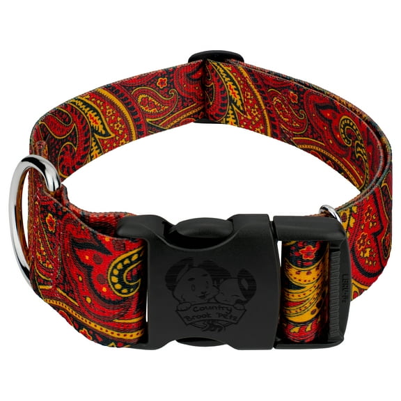 Country Brook Petz® 1 1/2 inch Deluxe Fire Paisley Dog Collar, Extra Large