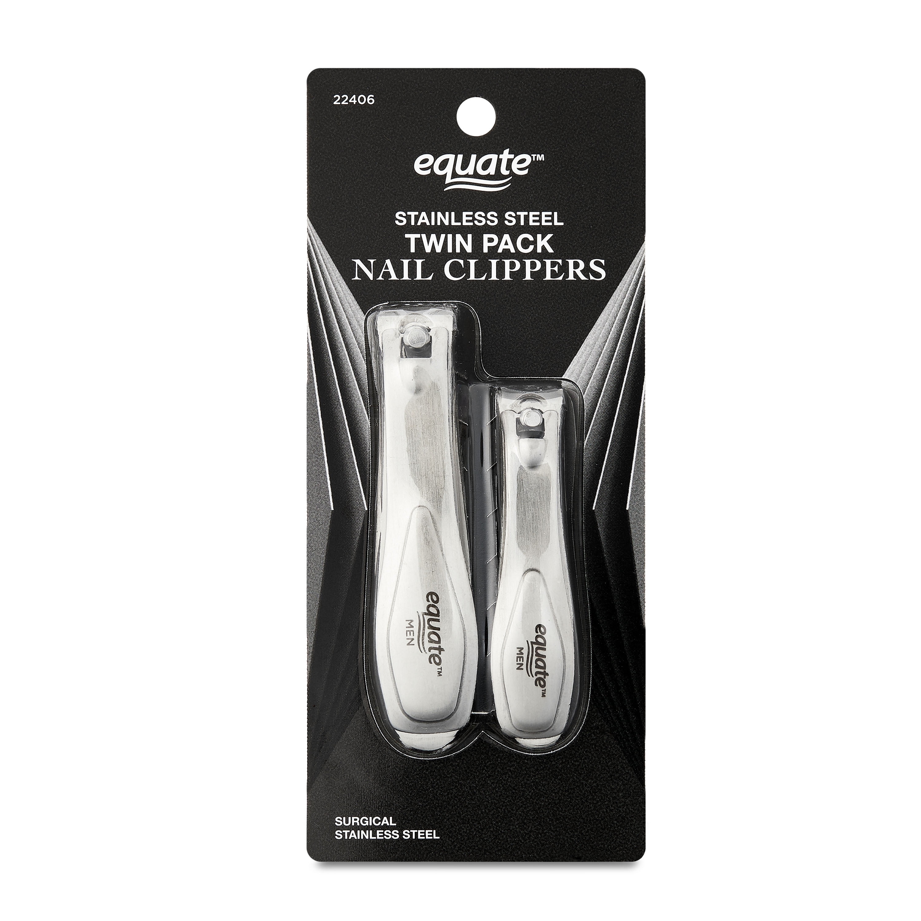 Equate Stainless Steel Twin-Pack Nail Clippers, 2 Pieces