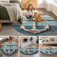 thumbnail image 5 of Vintage Anchor Round Area Rug 3.3 FT, Non Slip Small Entryway Kitchen Mat, Retro Farmhouse Nautical Wooden Washable Soft Circular Rug Non-Shedding Door Mat for Bathroom Playroom Kids Room, 5 of 9