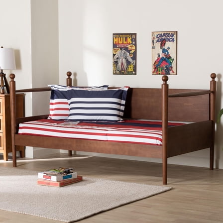 Baxton Studio Gianetta Japandi Daybed, Twin, Walnut Brown