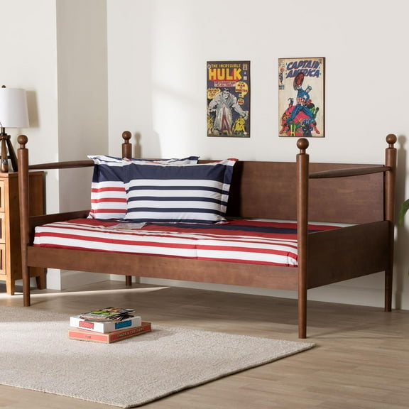 Baxton Studio Gianetta Japandi Daybed, Twin, Walnut Brown