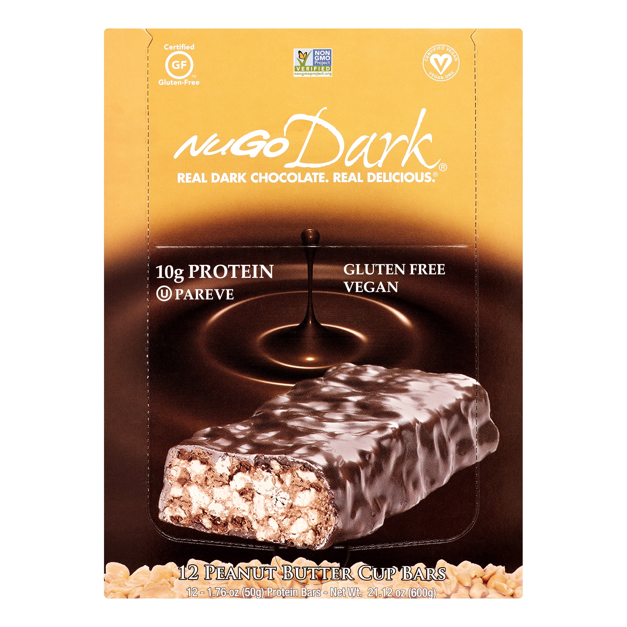 NuGo Dark Protein Bar, Dark Chocolate, 10g Protein, 12 Ct