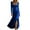 Blue, variant on Womens Western Style Dress Long Sleeve Button Front Shirred Waist Long Maxi Dress With Belt Loops Spring Casual Black