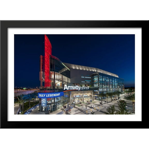 Amway Center 40x28 Large Black Wood Framed Print Art - Home of the Orlando Magic