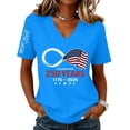 thumbnail image 2 of Iaqnaocc 250th Anniversary Usa Shirt Tops for Women Trendy Short Sleeve 250 Anniversary USA Flag 4th Of July Patriotic V Neck July 4th Celebration Tee Tops Light Blue XXL, 2 of 4