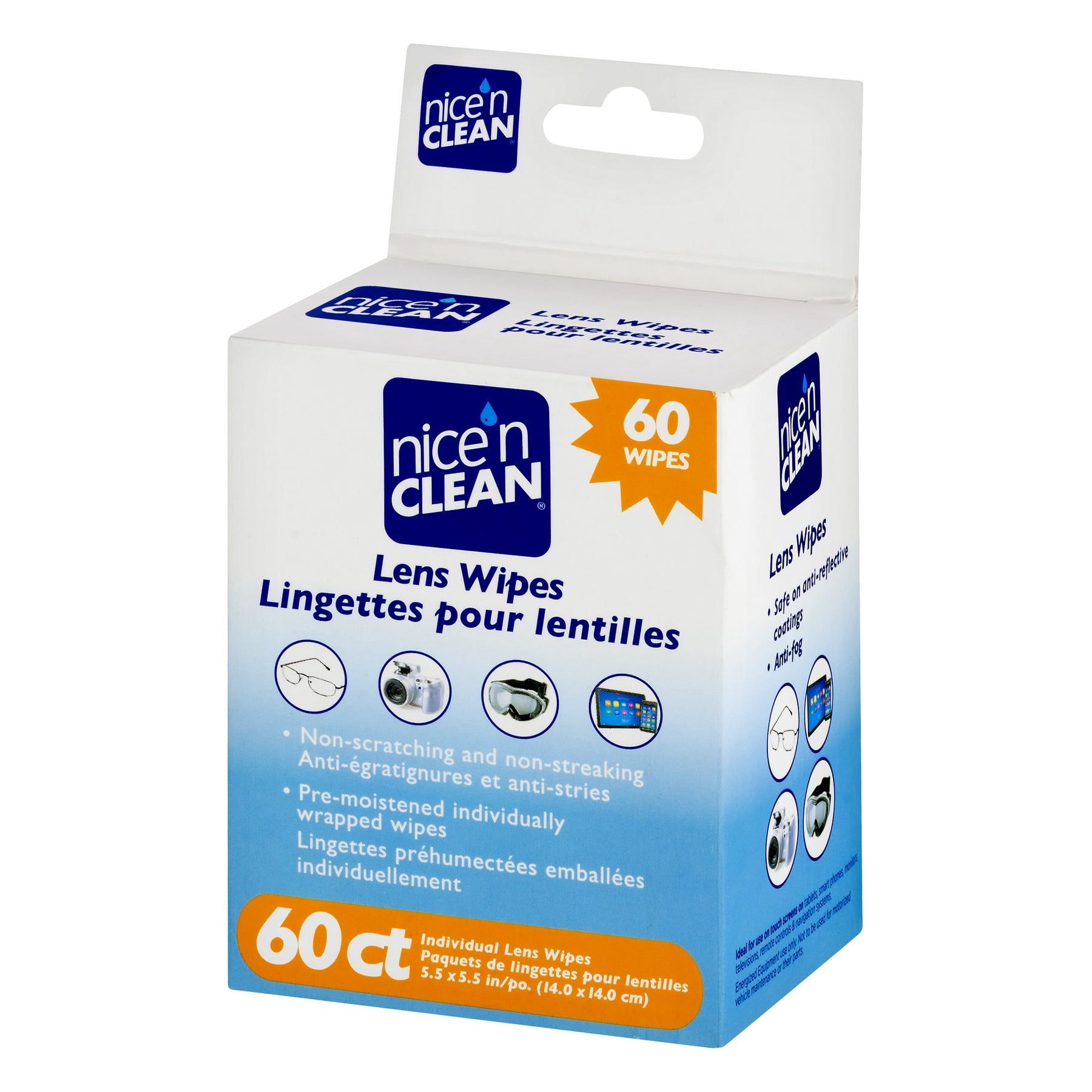 Nice 'N Clean Pre-Moistened Cleaning Lens Wipes, 60 Count