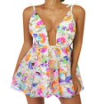 thumbnail image 1 of Women Summer A-Line Club Dress  Sequined Tie Spaghetti Strap Deep V Neck Backless One-Piece, 1 of 5