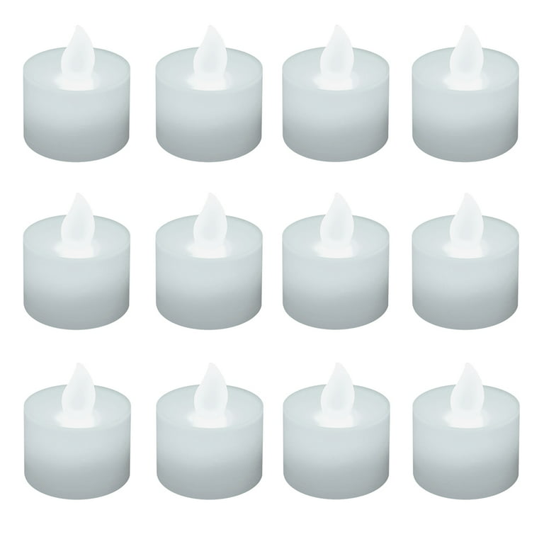 LED Battery Operated Tea Light Candles - Cool White (12 Pack