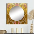 thumbnail image 1 of Designart "Art Nouveau Geometry Gold and Pink Patterns" Modern Geometric Square Mirror Wall Decor Modern - Large Pink Square Bathroom Mirror - Square Printed Wall Mirror Art, 1 of 5