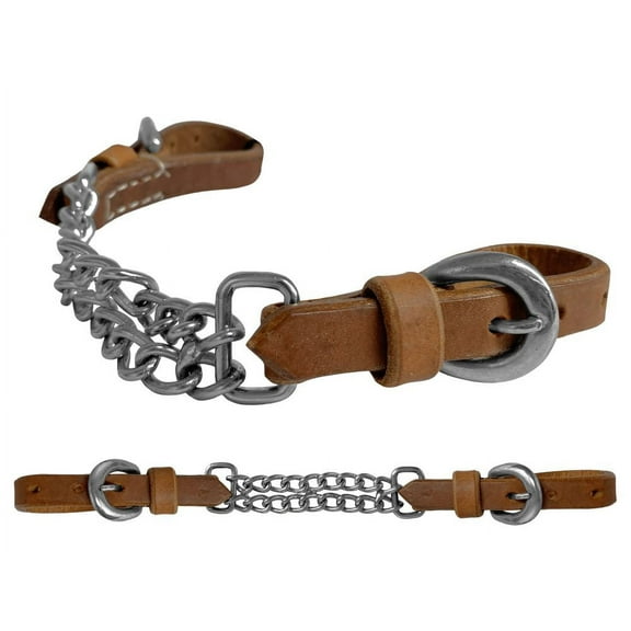 Showman Argentina Cow Leather Double Flat Link Curb Chain