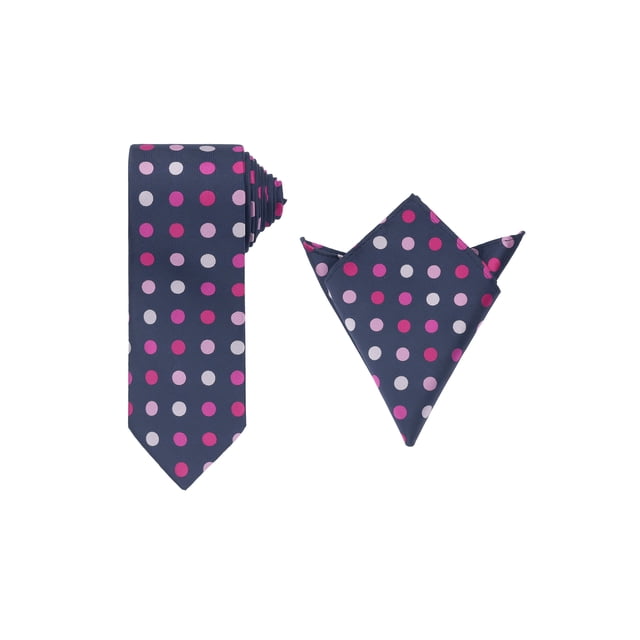 Conjuntos de corbatas para hombres INSPIRE CHIC, corbatas de lunares con pañuelo a juego para bodas y negocios, azul marino