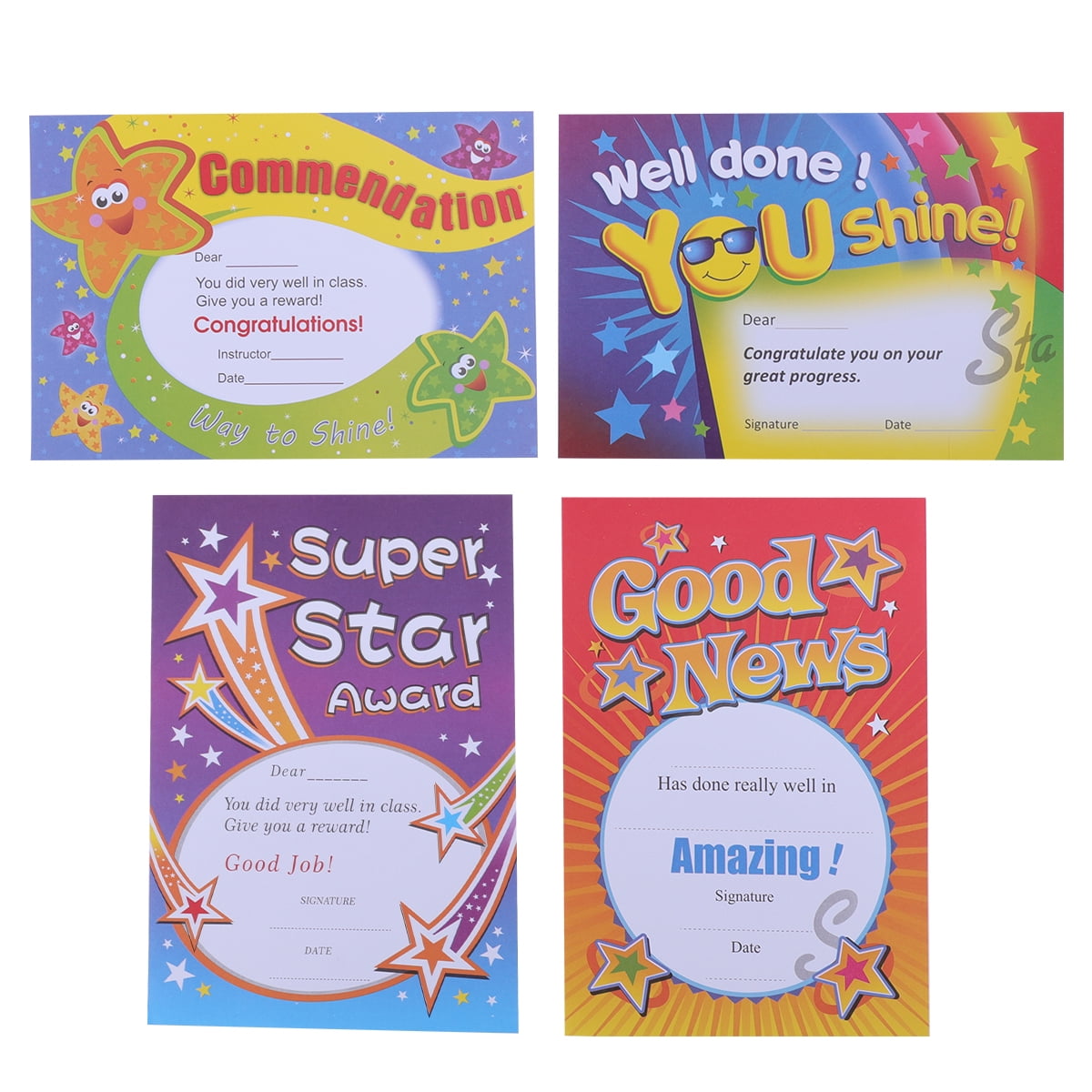 100Pcs A5 Certificate of Commendation Cartoon Letter of Commendation for Kids