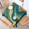 thumbnail image 2 of Teal Gold Wave Marble Pattern Square Tablecloth,Waterproof Square Table Cover,Wipeable Spillproof Washable Table Cover for Home Kitchen Party Decor 42"X42"(107x107cm), 2 of 6