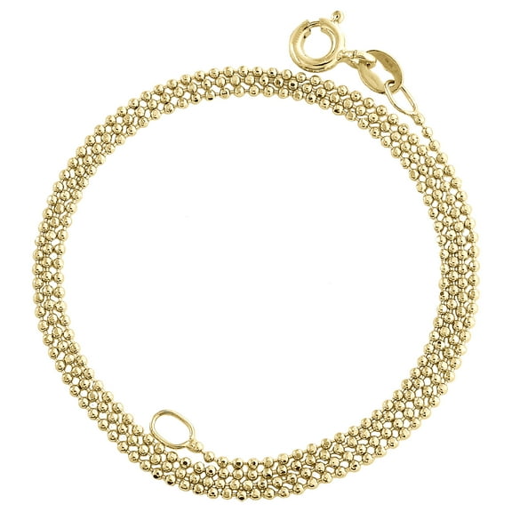 10K Yellow Gold 1mm Diamond Cut Beaded Chain Fancy Italian Necklace 16 Inch