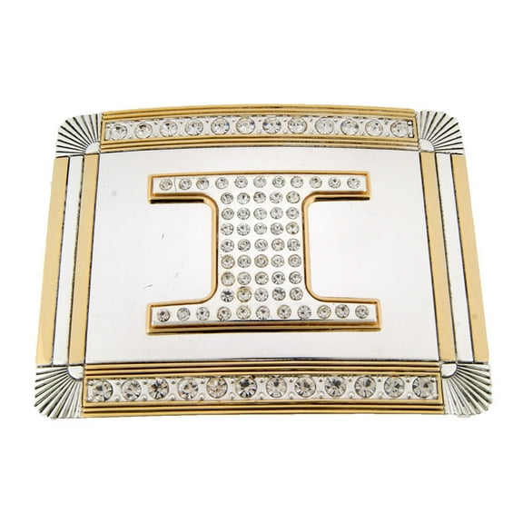 New Initial I Letter Alphabet Belt Buckle Western Cowboy Rodeo Gold Silver Shiny