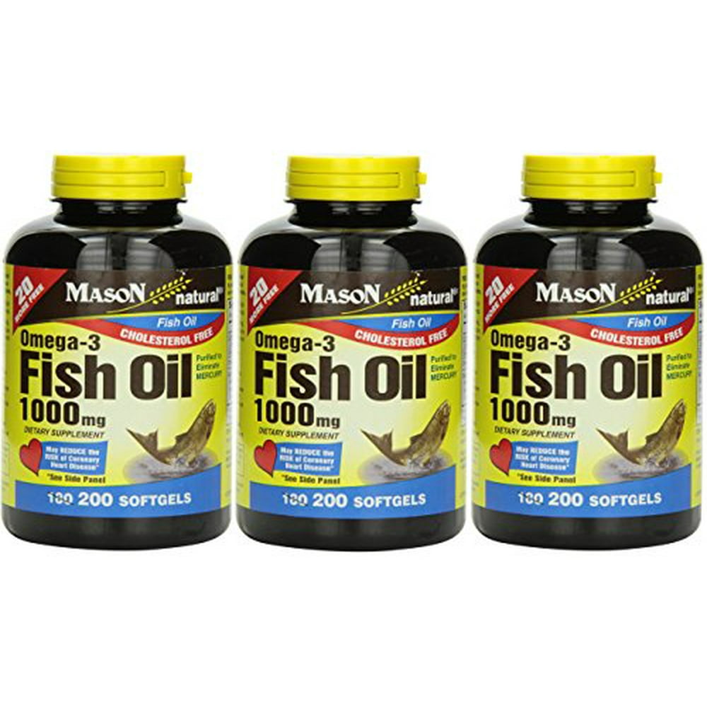 Mason Natural Omega3 Fish Oil NoBurp! Softgels, 1000 Mg, 180 Ct