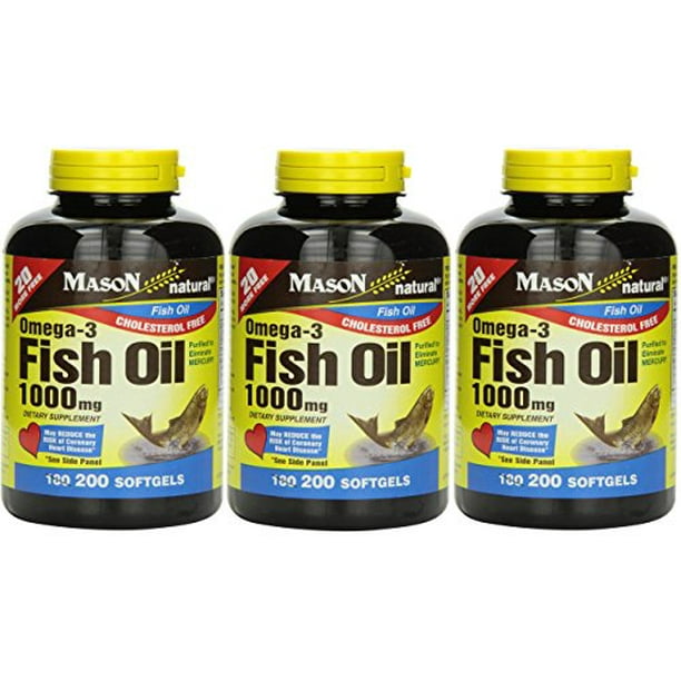 Mason Natural Omega3 Fish Oil NoBurp! Softgels, 1000 Mg, 180 Ct
