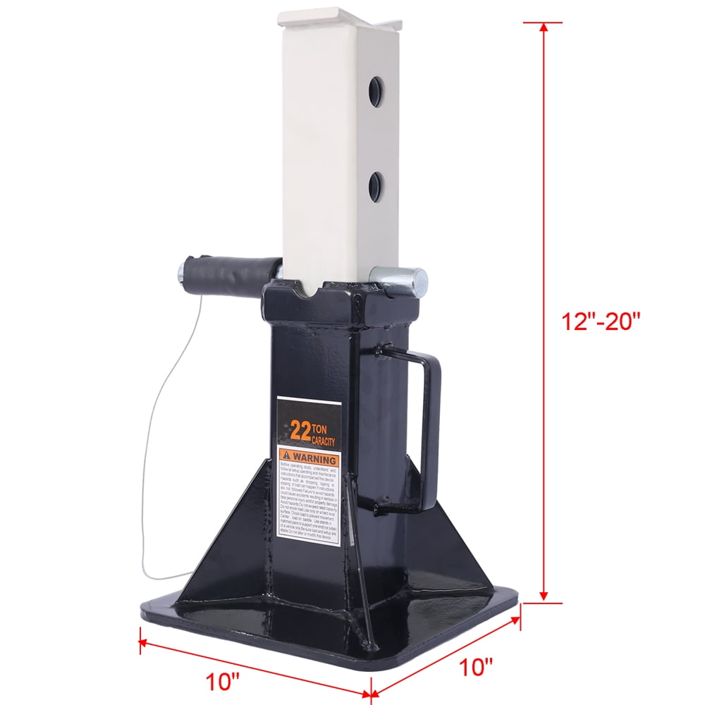 22 Ton Jack Stands with Rubber Cap and Safety Pin 44,000 lbs Capacity, Adjustable Height for Lifting SUV, Pickup Truck, Car and UTV/ATV, 1 Pair