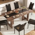thumbnail image 3 of ANPOO 7 Piece Dining Table Set with 6 Chairs, 71" Kitchen Table & Chairs Set for 4-8 People, Rectangle Dining Table with Wooden Legs for Dining Room, Living Room, 3 of 9