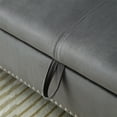 thumbnail image 2 of Cterwk Velvet Storage Footstool with Solid Wood Legs, Long Bench for Living Room, Bedroom, Gray, 2 of 5