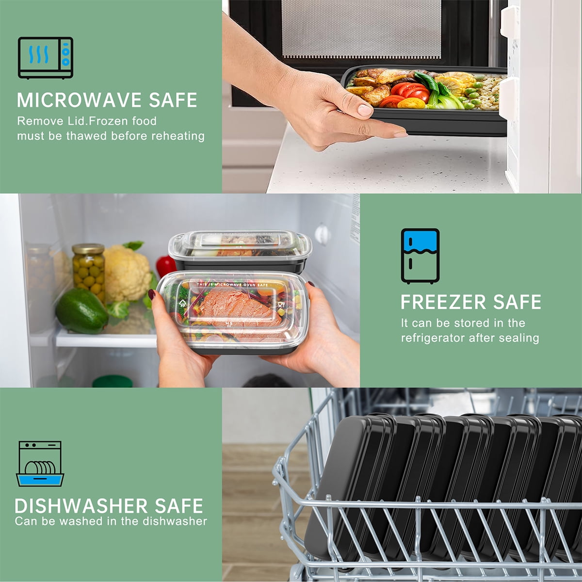 GPED 50 Pack Meal Prep Containers, 25oz Plastic Food Storage Containers With Lids To Go Containers, Bento Box Reusable BPA Free Lunch Boxes, Disposable Stackable, Microwave/Dishwasher/Freezer Safe