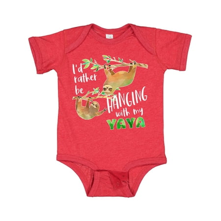 

Inktastic Id Rather Be Hanging with My Yaya- Cute Sloths Gift Baby Boy or Baby Girl Bodysuit
