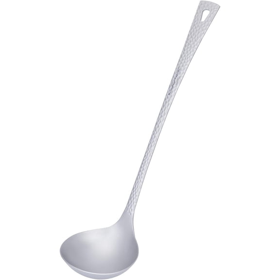 ABCISI Long Handle Titanium Spoon, Ladle Serving Spoon Metal Soup Spoon Hot Pot Tableware Lightweight Durable Kitchenware for Cooking Gravy Sauces Ti1062T