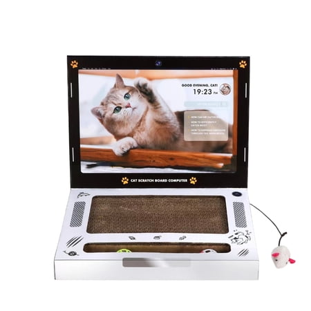 Laptop Cat Scratching Board Creative Game Console Scratching Pad Computer Shaped Cat Scratcher Interactive Pet Furniture for Cats and Kittens Unique Gift