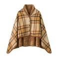 thumbnail image 4 of BWASD Womens Shawl Wraps Casual Open Front Cardigan Double Layer Plush Lined Poncho Cape Plaid Blanket Home Fashion Outdoor Work Outfit, 4 of 4