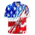 thumbnail image 5 of Mens Shirts Short Sleeve Turdown Collar Button Up Independence Day Printed Casual Vintage Summer Shirt Red M, 5 of 5