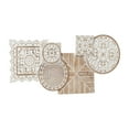 thumbnail image 6 of DecMode White Wood Carved Geometric Floral Wall Decor with Brown Scrolls, 6 of 13