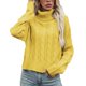 thumbnail image 1 of Gibobby Suéter para mujer, Suéteres de cuello alto para mujer, de gran tamaño, 2023, manga larga , dobladillo derramado, suéter de punto(Amarillo,M), 1 of 4