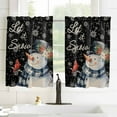 thumbnail image 3 of Black Snowman Christmas Kitchen Curtain 2 Panels Curtains 54 Inch Length, Snowflake Birds Botanical Curtains Rod Pocket Curtains Window Drapes Treatment Window Cafe Curtains, 3 of 5