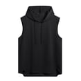 thumbnail image 6 of BRGZLK Men's Tank Tops Solid Color Sleeveless Hooded Casual Sports Top Drawstring High Low Hem Tank Top Bodybuilding Muscle Cut Off T-Shirt, 6 of 7