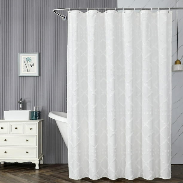 Cortina de Ducha Impermeable de Poliéster | Tela para Baño de Hotel | Blanca | 180 X 180 Cm | 13 Piezas | Incluye 12 Ganchos