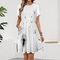 thumbnail image 2 of Dandelion Silhouette Short Sleeve Dress Women Summer Evening Dresses Ladies Sundress, 2 of 7