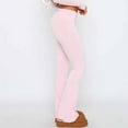 thumbnail image 4 of Ladies Basic Pants Slim Fit Solid Color Y2K Style Vacation Outfit (Black S), 4 of 7
