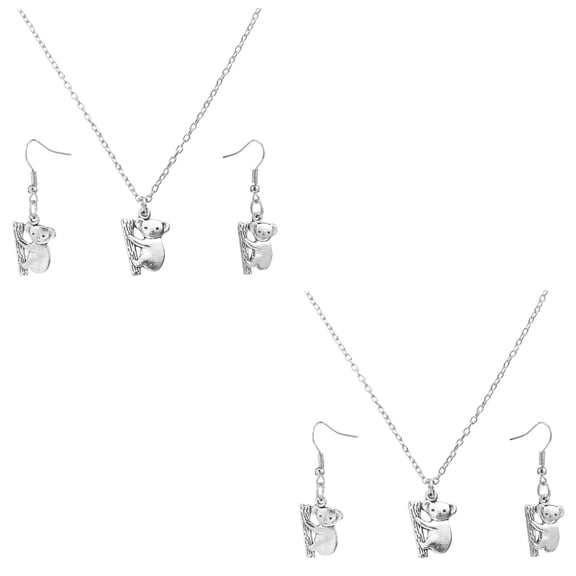 2 Sets Koala Necklace Gifts Fathers Day Keychain Kit Man Silver
