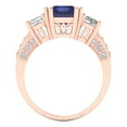 thumbnail image 4 of 4.27 ct Emerald Cut Simulated Tanzanite 3 Stone 14K Rose Gold Womens Engagement Ring, 4 of 5