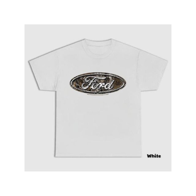 Camiseta negra con el logotipo de Ford y el camuflaje de Realtree para hombre y mujer, clásica, retro.