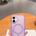 thumbnail image 2 of Allytechgroup Magnetic Translucent Back Case Cover for Apple iPhone 16 Plus, Rugged Bumper Heavy Duty Shockproof Anti-Scratch Protective Stylish Phone Case for Women Men, Purple, 2 of 9