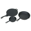 Ozark Trail 4-piece Cast Iron Skillet Set with Handles and Griddle, Pre-seasoned, 6 , 10.5 , 11