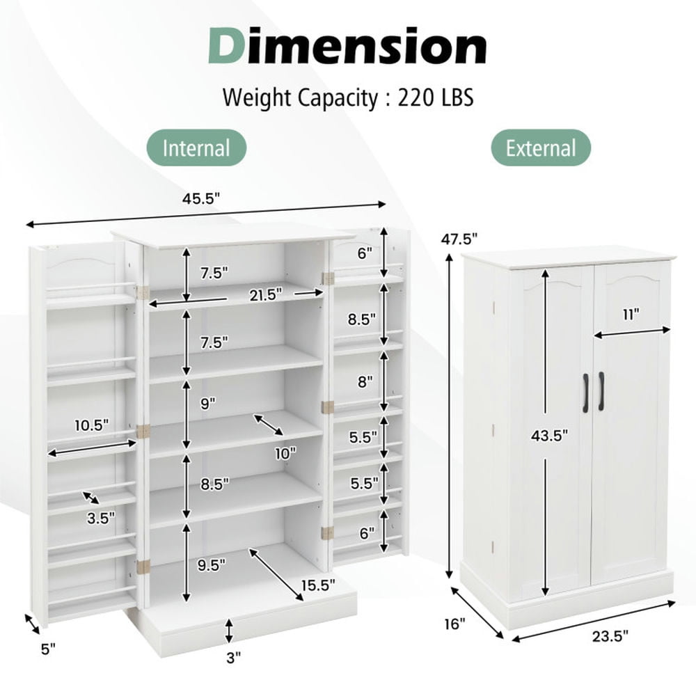 Finihen Kitchen Storage Cabinet, Buffet Sideboard, Freestanding Buffet Cupboards Sideboard with 2 Doors and Anti-Tipping Devices, for Dining Room, Kitchen, Living Room, White