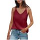 thumbnail image 1 of Camisetas sin mangas con cuello en V para mujer para el verano: camisola de satén de seda sin mangas con tirantes ajustables, diseño estampado, corte ajustado para combinar con otras prendas o para, 1 of 7