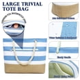 thumbnail image 5 of Oversized Canvas Beach Tote Bag for Women and Girls, Waterproof Sandproof Travel Tote Bag with Wet Pocket, Striped,Canvas+jute,  Light Blue, 5 of 6