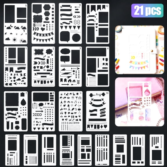 EEEkit 21pcs Reusable Craft Stencils for Painting, DIY Drawing Template Set for Wood, Card Making, Scrapbooking & Home Decor