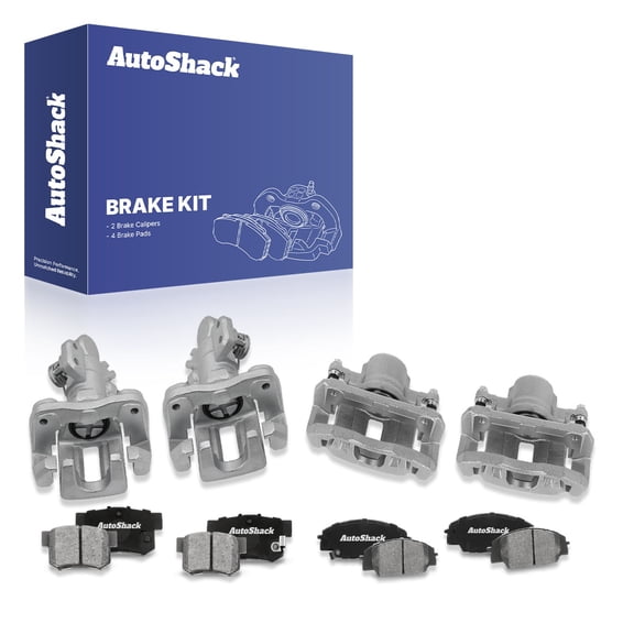 AutoShack Front & Rear Brake Calipers   Ceramic Brake Pads Replacement for 2006-2011 Honda Civic 12-PC Kit