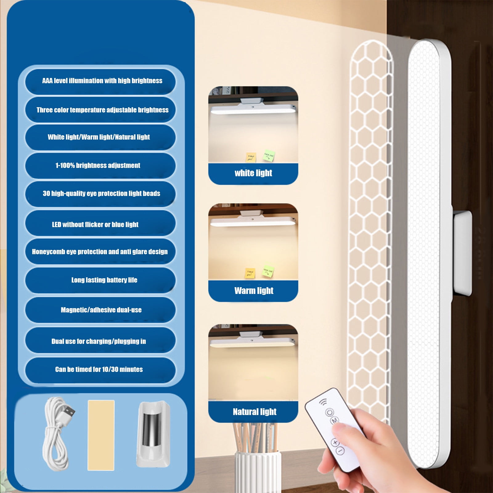 Specollect 5Pcs Under Cabinet Lights Wireless,Under Counter Lights for Kitchen Touch Control,Closet Lighting,Rechargeable USB Battery Powered Lights,For Reading Study Bedroom Outdoor Camping