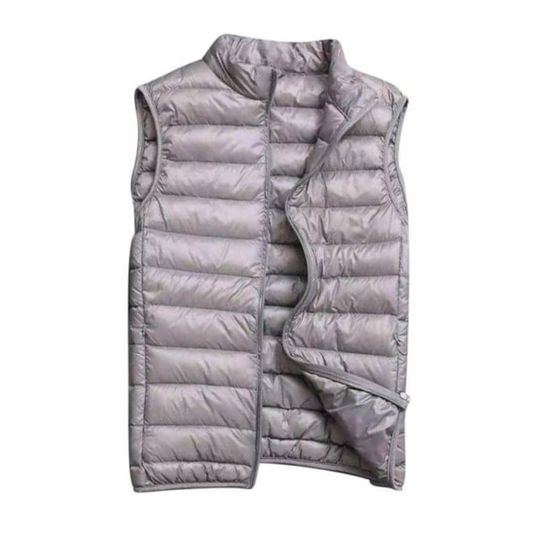 LNWUY Winter Quilted Vest Jacket for Men Solid Color Sleeveless