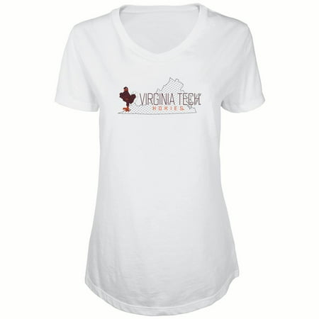 Virginia Tech Hokies Metal - Women's Russell White Virginia Tech Hokies Tunic Metallic Cap Sleeve V-Neck T-Shirt
